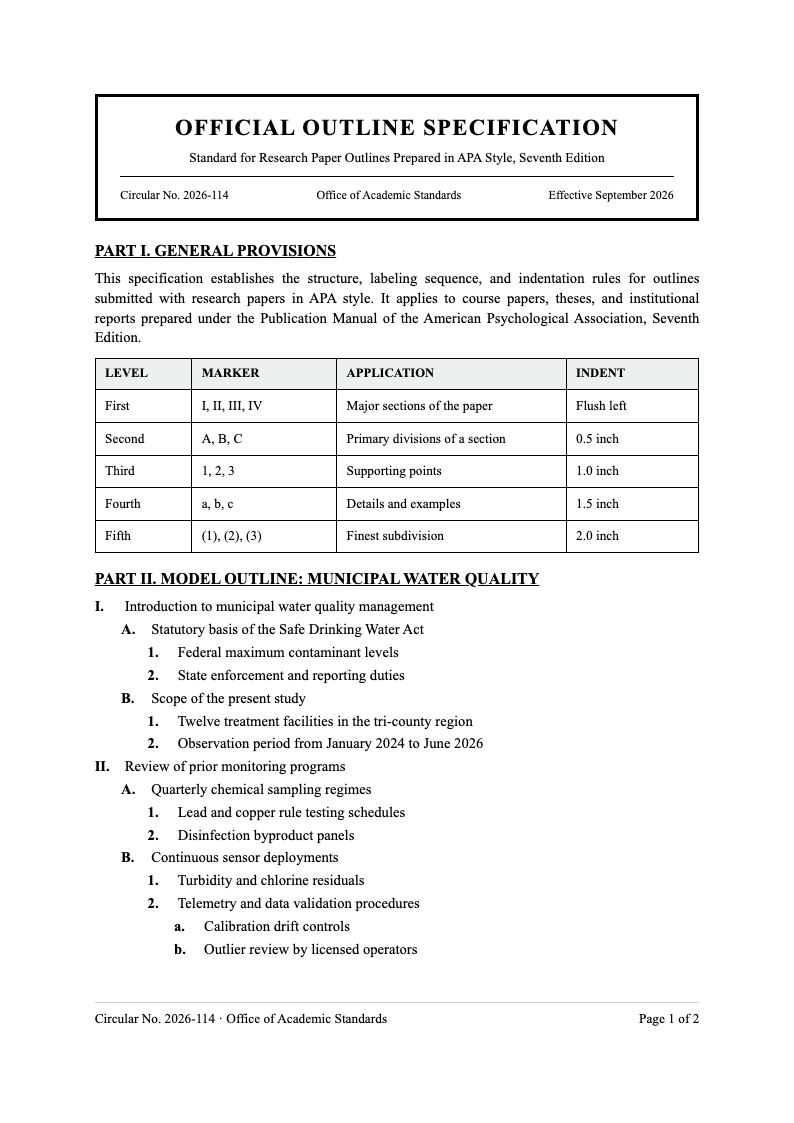 Government gazette apa outline format
